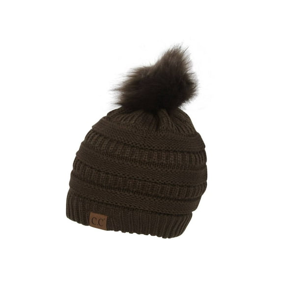 Gravity Threads Knit Pom Pom Beanie Hat - New Olive
