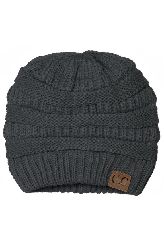 Knit Soft Stretch Beanie Cap, Melange Grey