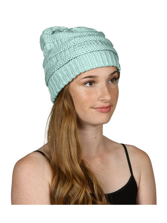 Knit Soft Stretch Beanie Cap, Mint