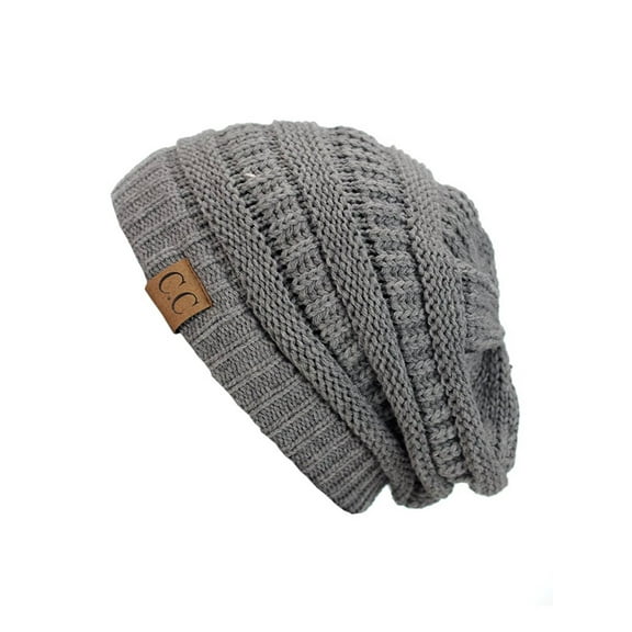 Gravity Threads Knit Soft Stretch Beanie Cap, Natural Grey