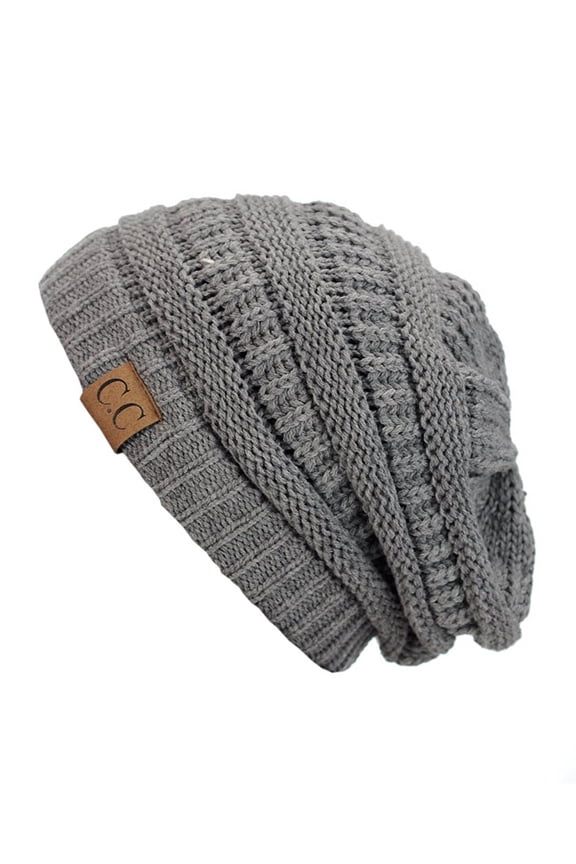 Knit Soft Stretch Beanie Cap, Natural Grey