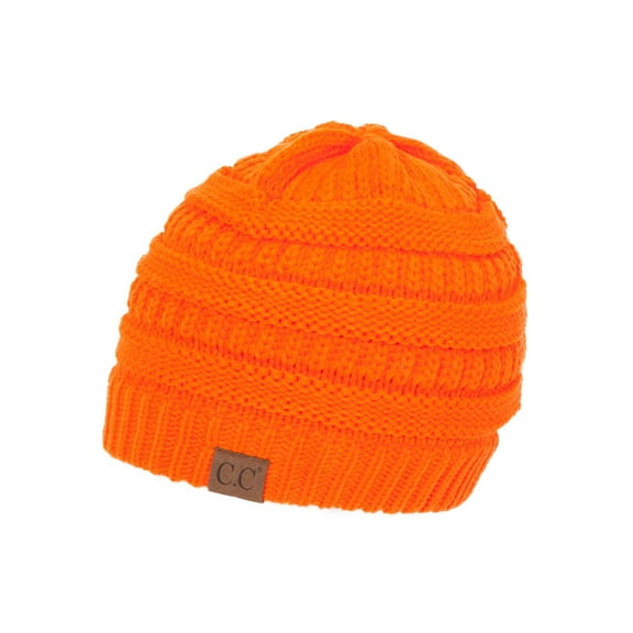 Gravity Threads Knit Soft Stretch Beanie Cap, Neon Orange