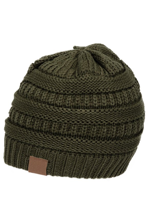 Knit Soft Stretch Beanie Cap, New Olive