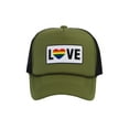 thumbnail image 1 of Gravity Threads LGBTQ+ Love Rainbow Heart Patch Trucker Hat - Olive/Black, 1 of 2