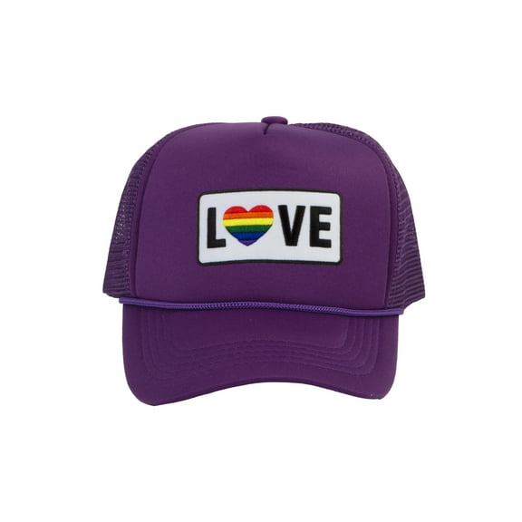 Gravity Threads LGBTQ  Love Rainbow Heart Patch Trucker Hat - Purple