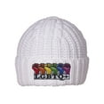 thumbnail image 1 of Gravity Threads LGBTQ+ Rainbow Fists Knitted Cuffed Beanie - White, 1 of 1