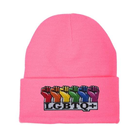 Gravity Threads LGBTQ+ Rainbow Fists Pride Patch Cuffed Beanie - Pink