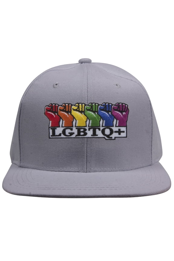 LGBTQ+ Rainbow Fists Pride Patch Snapback Cap - Grey