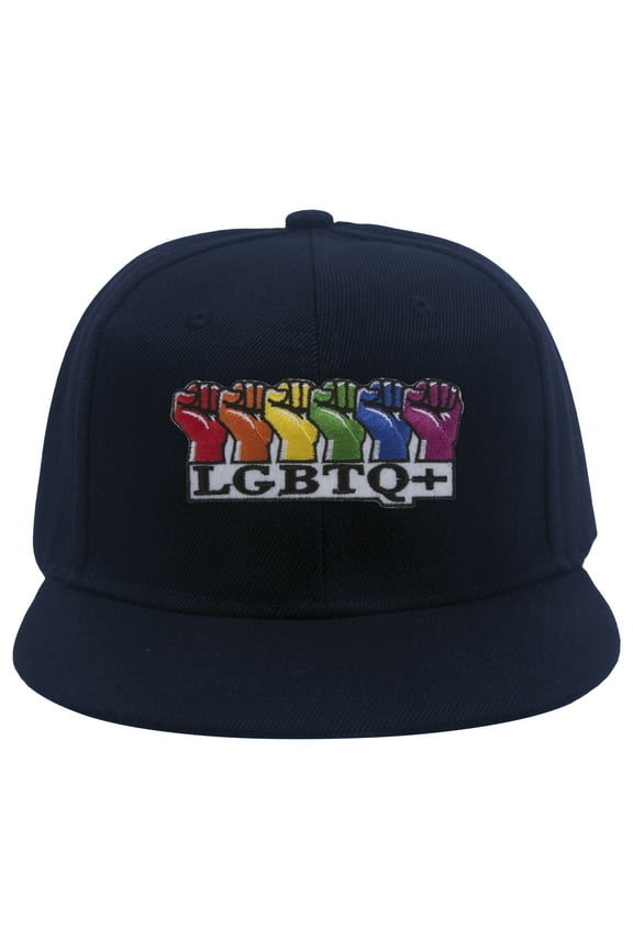 LGBTQ+ Rainbow Fists Pride Patch Snapback Cap - Navy