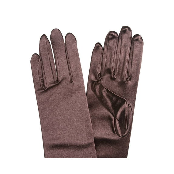 Gravity Threads Ladies Satin Opera Gloves 18" Brown