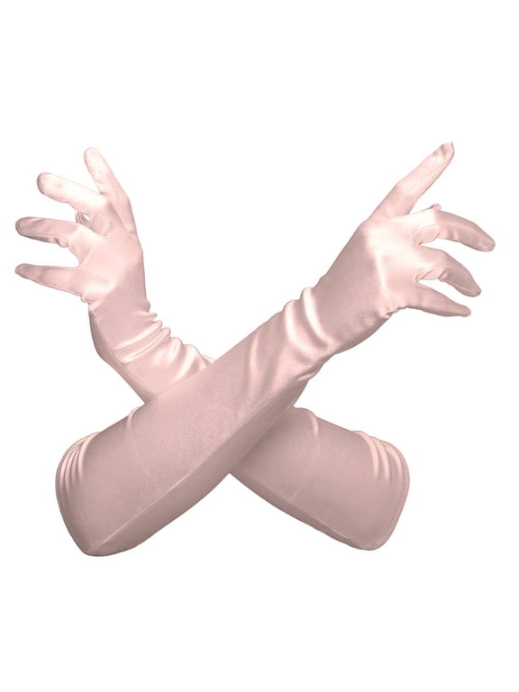Ladies Satin Opera Gloves 18" Light Peach