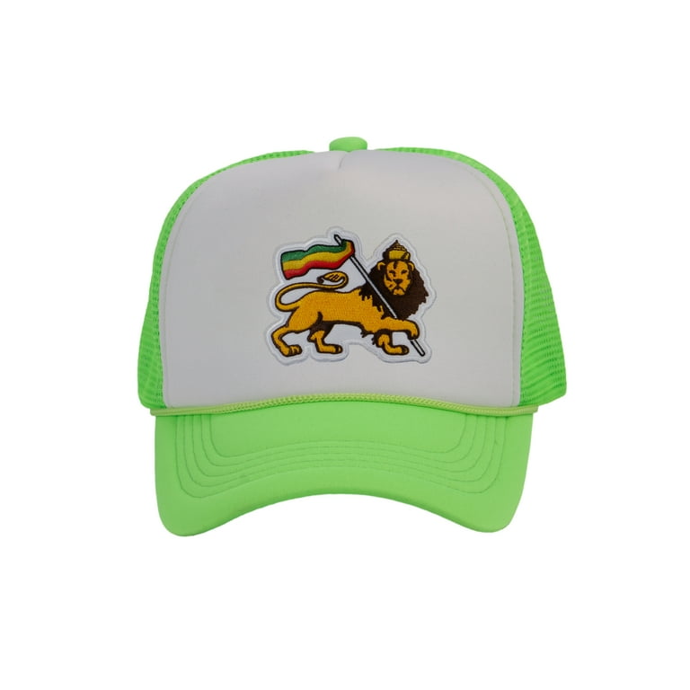 Gravity Threads Lion of Judah Adjustable Trucker Hat, White/Neon Green