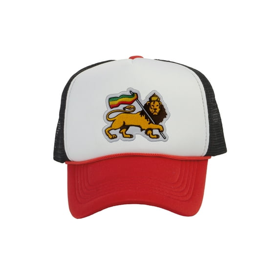 Gravity Threads Lion of Judah Adjustable Trucker Hat, White/Red/Black