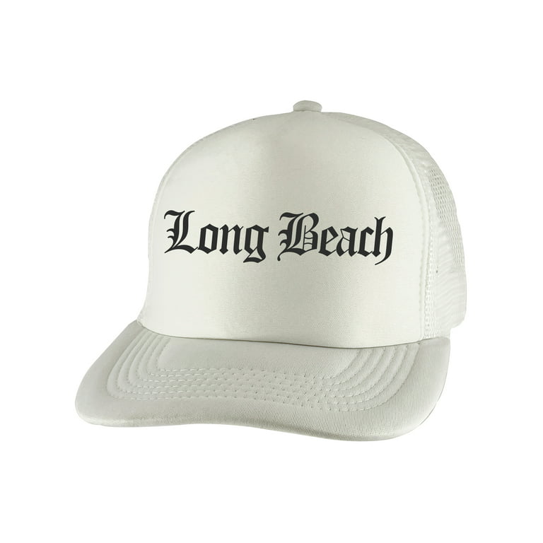 Gravity Threads Long Beach Old English Trucker Hat - White