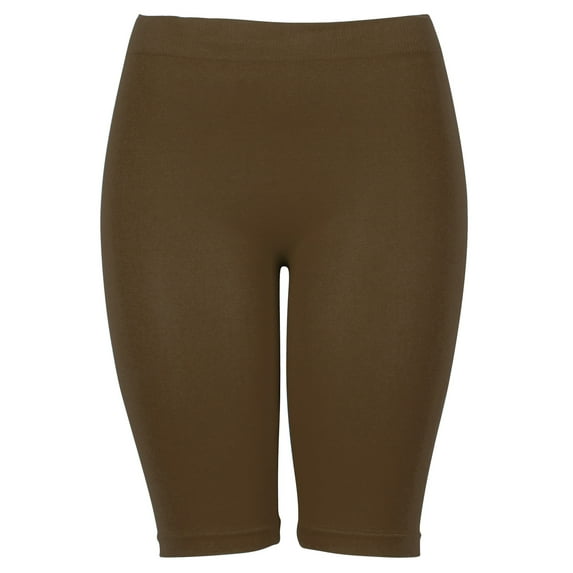 Gravity Threads Long Biker Shorts For Women - 19" Ladies Legging, Brown