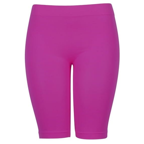 Gravity Threads Long Biker Shorts For Women - 19" Ladies Legging, Fushia