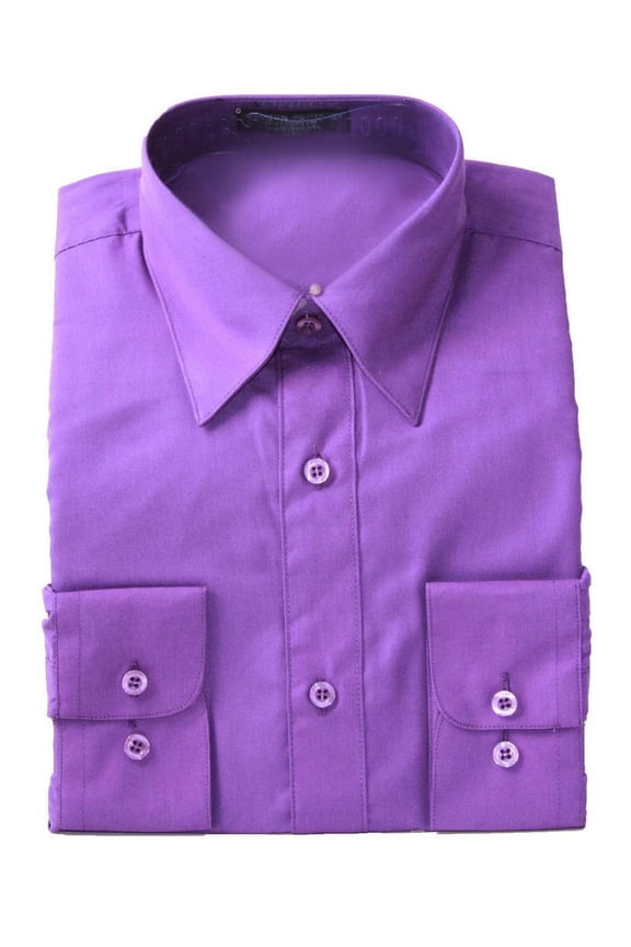 Long Sleeve Dress Shirt, Purple XXL-(36/37)