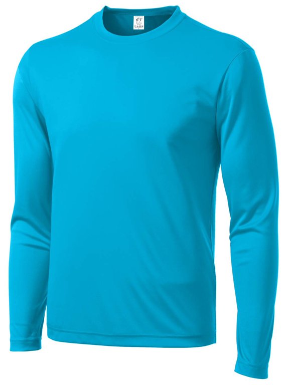 Long-Sleeve Moisture-Wick Athletic Shirt - Atomic Blue - Large