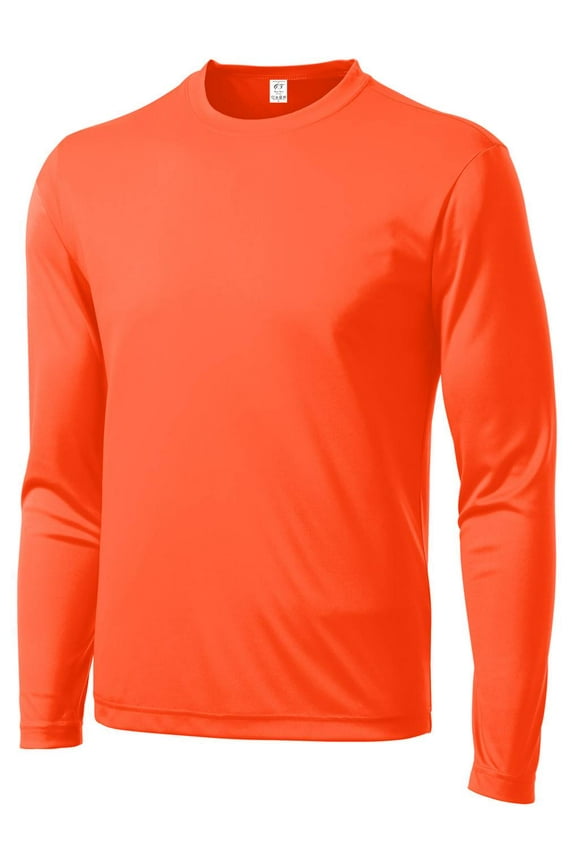 Long-Sleeve Moisture-Wick Athletic Shirt - Neon Orange - 3XL