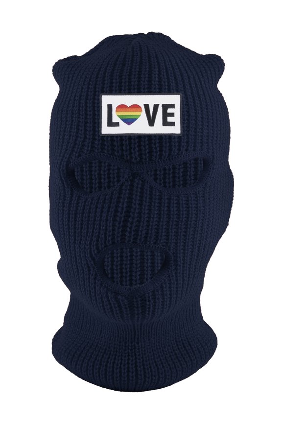 Love Rainbow Heart 3-Hole Ski Mask - Navy