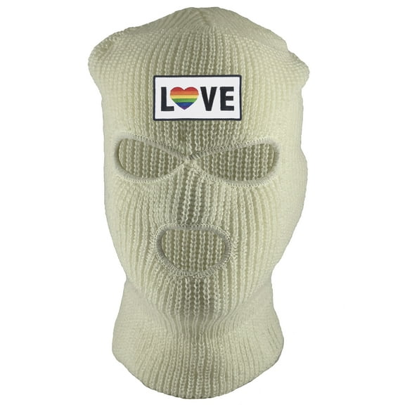 Gravity Threads Love Rainbow Heart 3-Hole Ski Mask - White