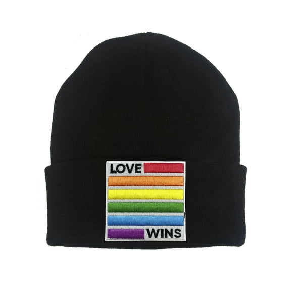 Gravity Threads Love Wins Rainbow Patch Cuffed Beanie - Black