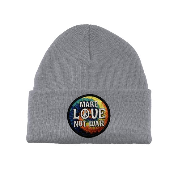 Gravity Threads Make Love Not War Patch Cuffed Beanie - Heather Grey