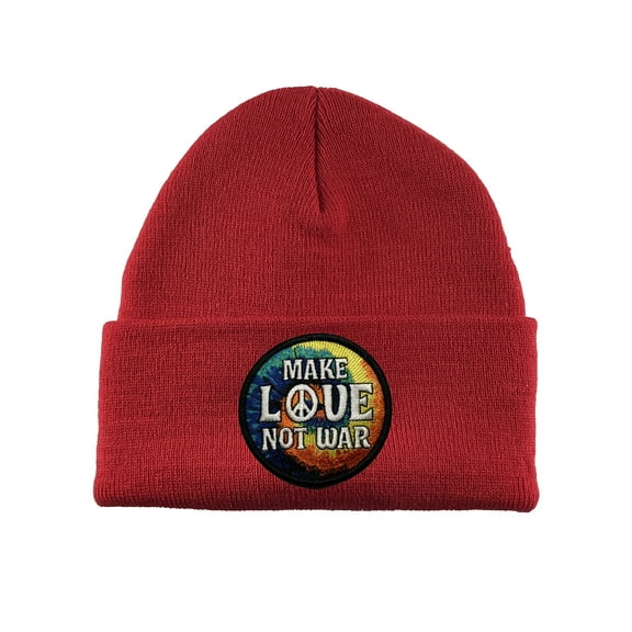 Gravity Threads Make Love Not War Patch Cuffed Beanie - Red