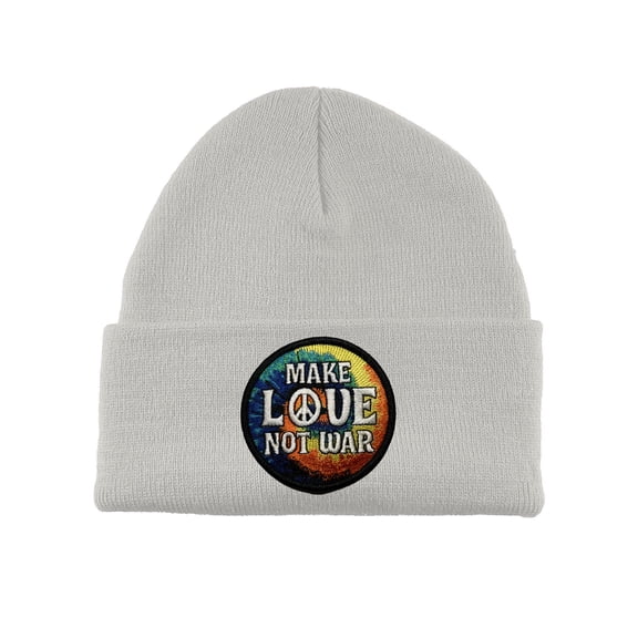 Gravity Threads Make Love Not War Patch Cuffed Beanie - White