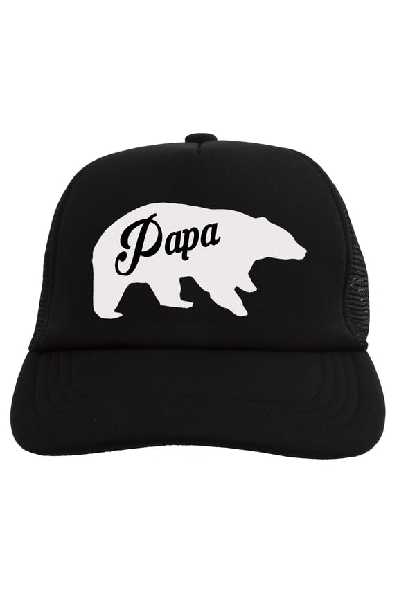 Mama and Papa Bear Adjustable Trucker Hat - Papa - Black