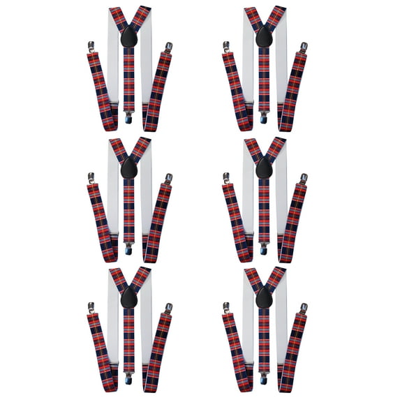 Gravity Threads Men's Adjustable Pattern Suspenders - 6-Pack - Plaid