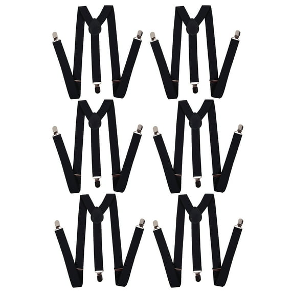 Gravity Threads Men's Adjustable Solid Suspenders - 6-Pack - Black