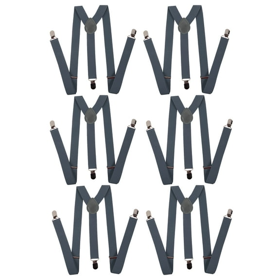 Gravity Threads Men's Adjustable Solid Suspenders - 6-Pack - Charcoal