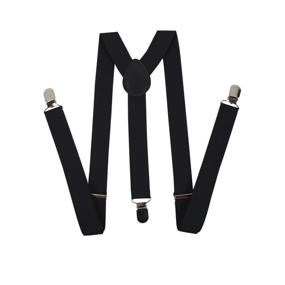 Gravity Threads Men's Adjustable Solid Suspenders Metal Clip - Black