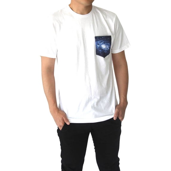 Gravity Threads Men's Crew Neck Pocket T-Shirt Made in USA, Space White XL