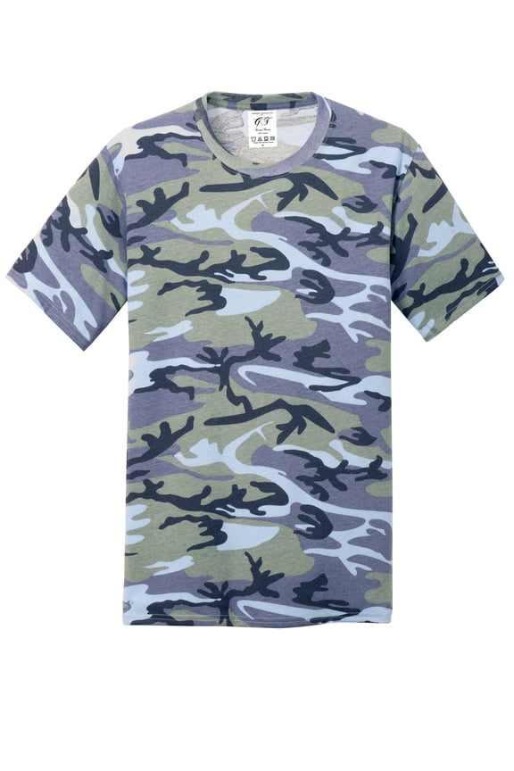 Mens Core Cotton Camo T-Shirt - Woodland Blue Camo - Small