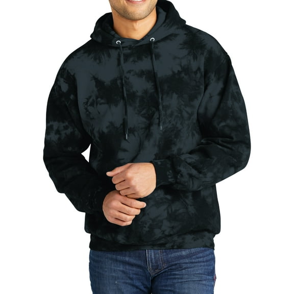 Gravity Threads Mens Crystal Tie-Dye Pullover Hoodie Sweater, Black 2X-Large