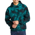 thumbnail image 1 of Gravity Threads Mens Crystal Tie-Dye Pullover Hoodie Sweater, Black/Teal Large, 1 of 2