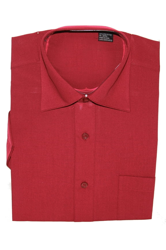Mens Dress Shirt Short Sleeve , Large Red