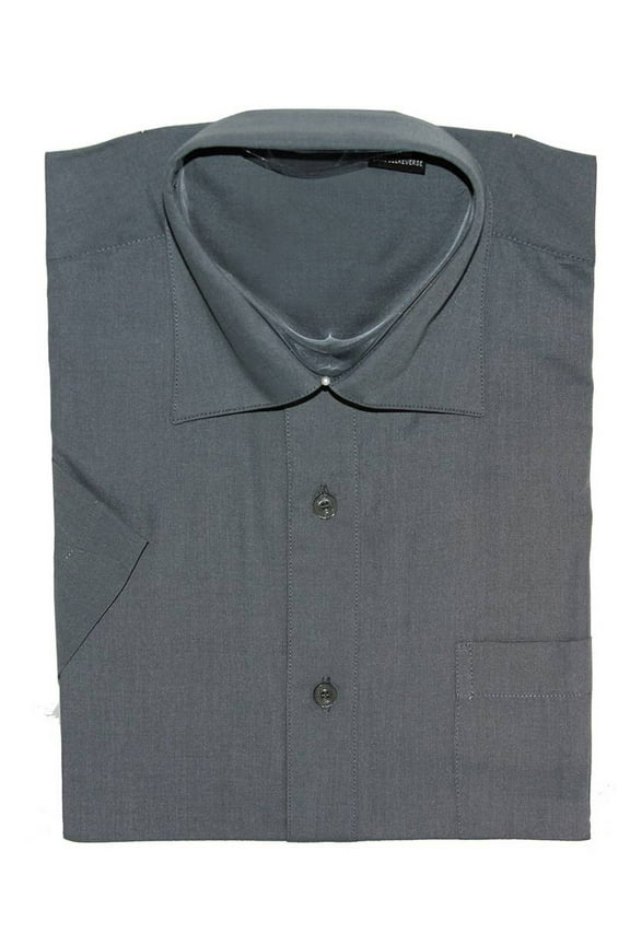 Mens Dress Shirt Short Sleeve , M Charcoal