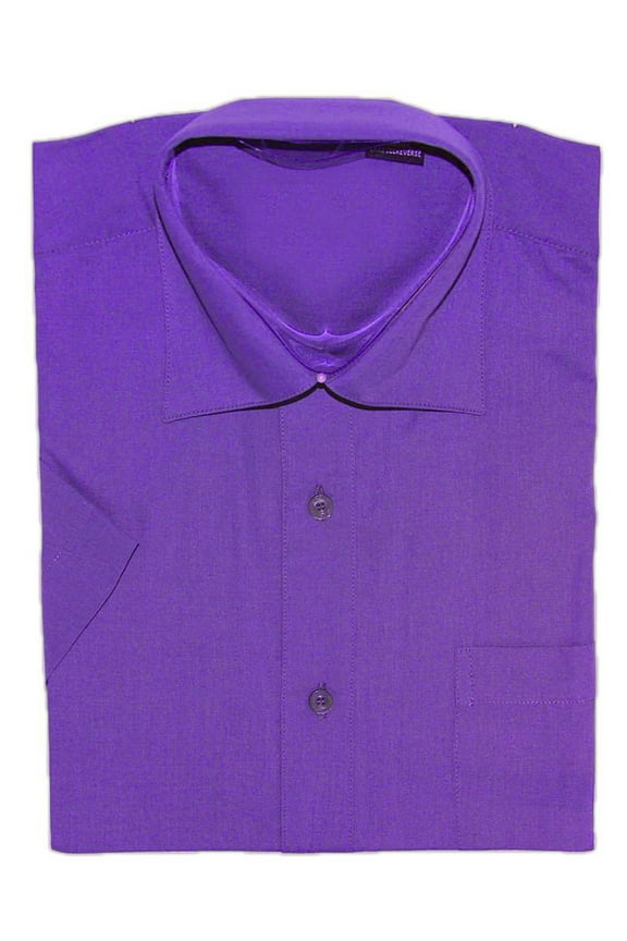 Mens Dress Shirt Short Sleeve , S Purple