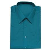 teal dress shirts for guys Men's Solid Long Sleeve Shirt, Size: L, Color: Teal Look sharp in this dress shirt at work Men's Basic Solid Color Button