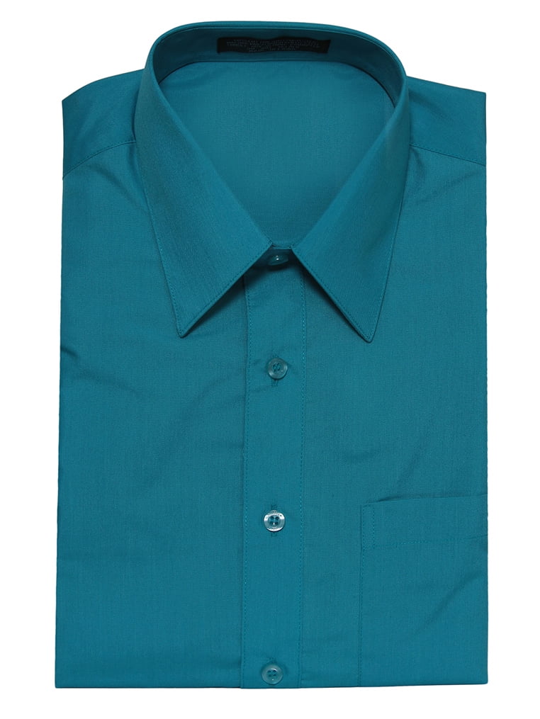 Gravity Threads Mens Dress Shirt Short Sleeve Shirt Turquoise