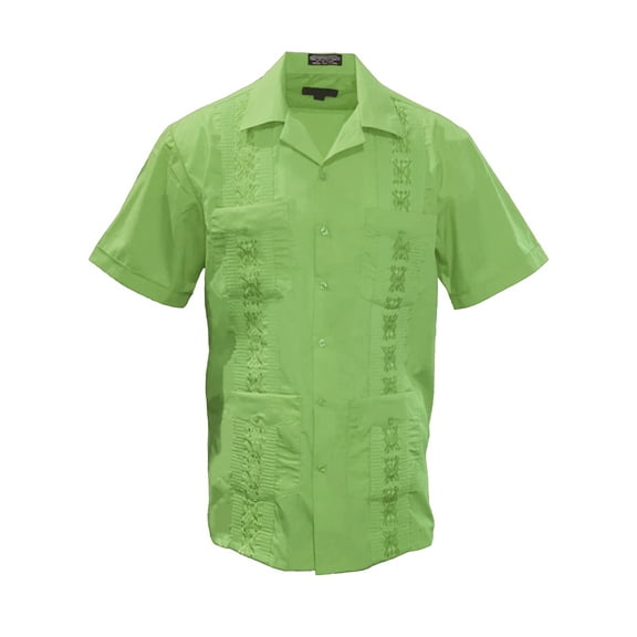 Gravity Threads Mens Guayabera Summer Shirt - Apple Green - 2X-Large