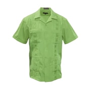 Gravity Threads Mens Guayabera Summer Shirt - Apple Green - 4X-Large