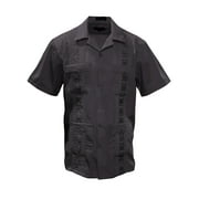 Gravity Threads Mens Guayabera Summer Shirt - Black - 2X-Large