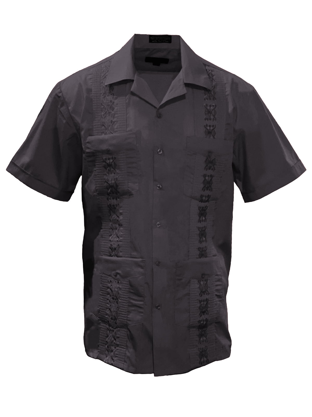 Gravity Threads Mens Guayabera Summer Shirt - Black - Medium