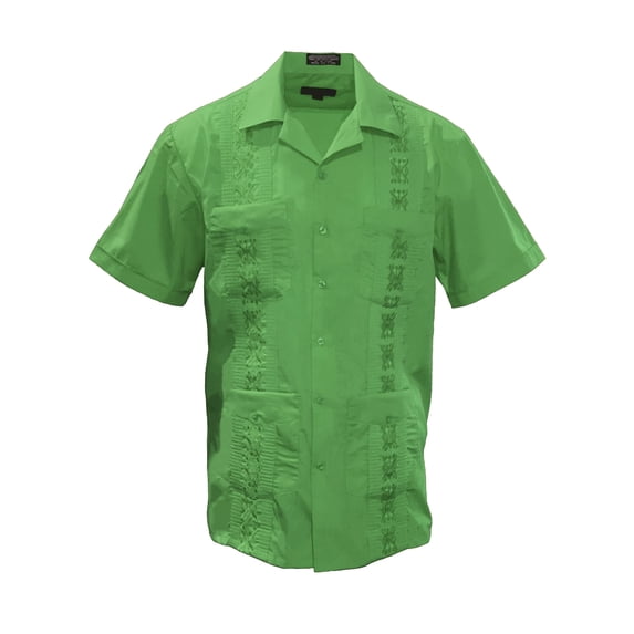 Gravity Threads Mens Guayabera Summer Shirt - Green - Large