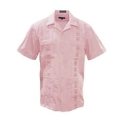 Gravity Threads Mens Guayabera Summer Shirt Light Pink - X-Large