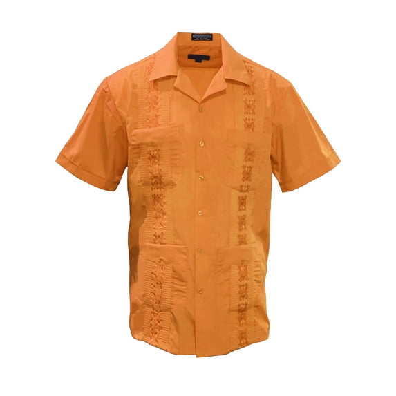 Gravity Threads Mens Guayabera Summer Shirt - Orange - 4X-Large